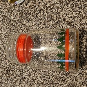 Vintage Libbey holiday Winterland 7 inch glass storage jar